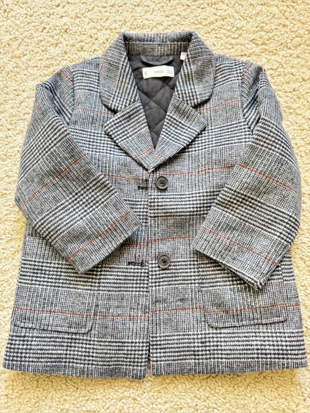 Mango kids Gray Plaid Coat (size 2-3years)